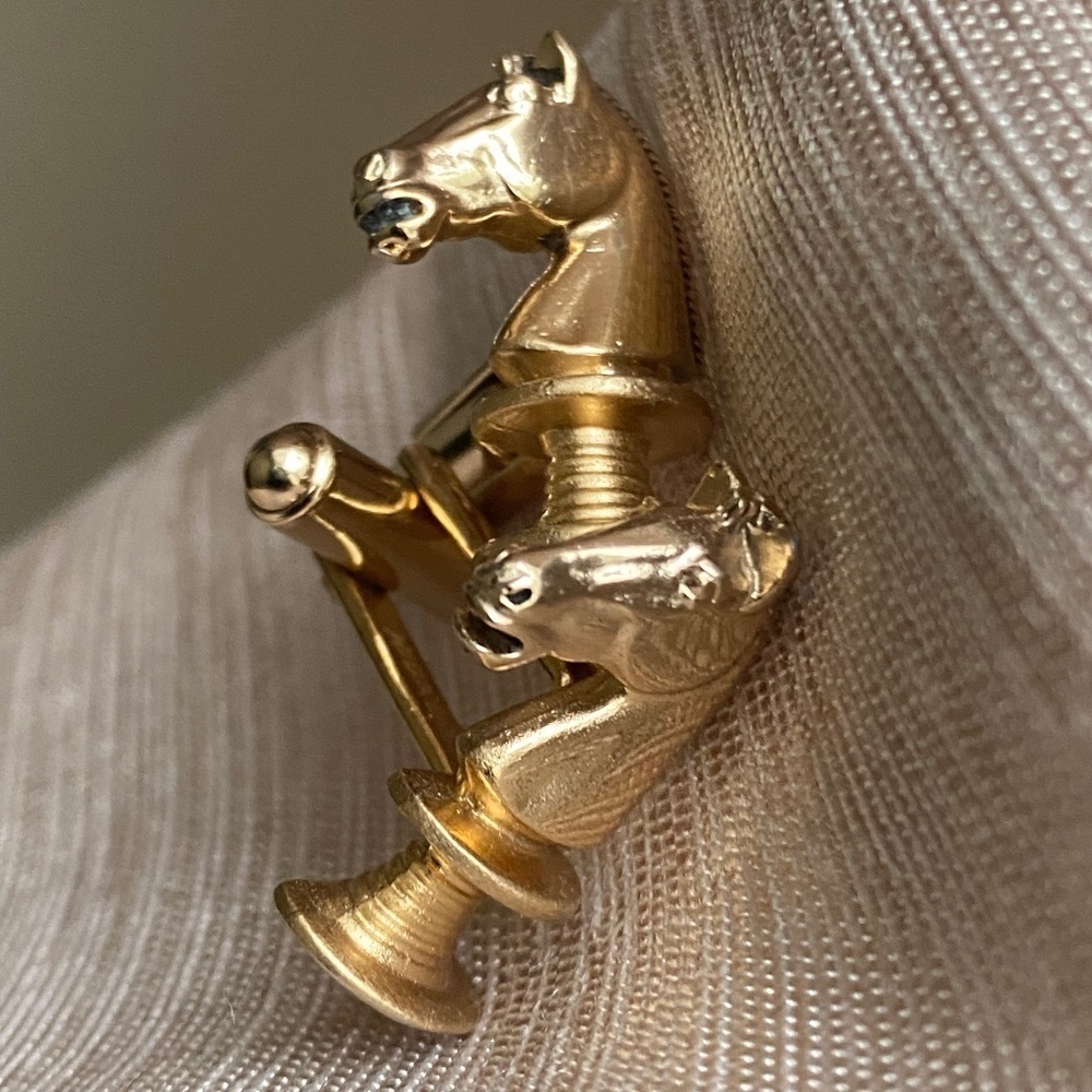 Estate sale find horse gold tone cufflinks